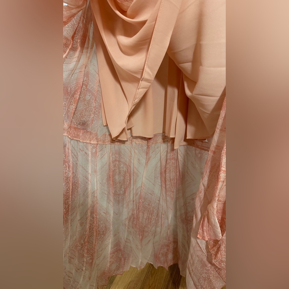 NWT Ramy Brook Printed Poppy Peach Maxi Dress Silk Blend Small - Picture 9 of 11